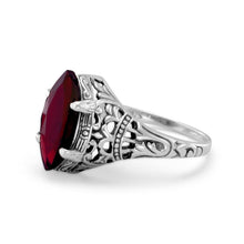 Load image into Gallery viewer, Oxidized Ornate Garnet Ring