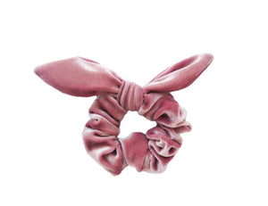 Velvet Scrunchie With a Bow - Blush Pink