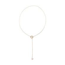 Load image into Gallery viewer, 14 Karat Gold Lariat Necklace with Cultured Freshwater Pearl End