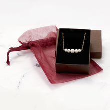 Load image into Gallery viewer, 14 Karat Gold Necklace with 5 Cultured Freshwater Pearls