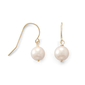 14 Karat Gold 7mm Cultured Akoya Pearl French Wire Earrings