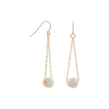 Load image into Gallery viewer, 14 Karat Gold French Wire Earrings with Floating Cultured Freshwater Pearl