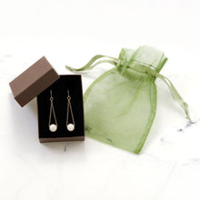 Load image into Gallery viewer, 14 Karat Gold French Wire Earrings with Floating Cultured Freshwater Pearl