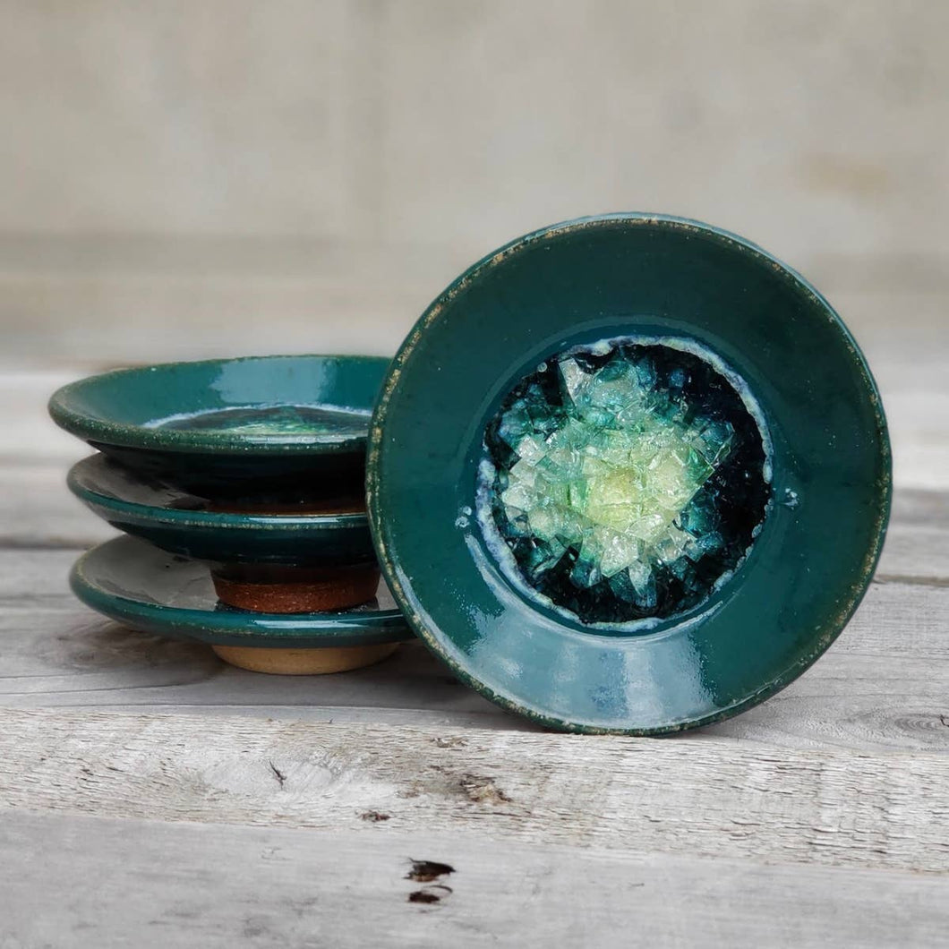 Geode Glass Bowl  - Blue Green