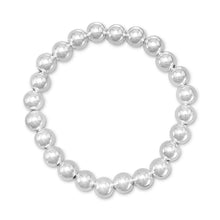 Load image into Gallery viewer, 7&quot; 8mm Sterling Silver Bead Stretch Bracelet