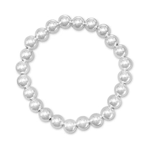 7" 8mm Sterling Silver Bead Stretch Bracelet