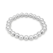 Load image into Gallery viewer, 7&quot; 8mm Sterling Silver Bead Stretch Bracelet