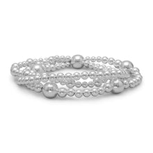 Load image into Gallery viewer, 8&quot; Triple Strand Silver Bead Bracelet
