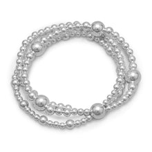 Load image into Gallery viewer, 8&quot; Triple Strand Silver Bead Bracelet