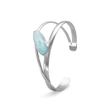Load image into Gallery viewer, Large Oblong Larimar Cuff Bracelet