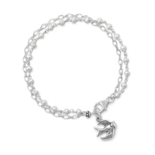 Load image into Gallery viewer, Double Strand Bracelet with Cultured Freshwater Pearls and Bird Charm