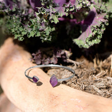 Load image into Gallery viewer, Sterling Silver Amethyst Open Cuff Bracelet