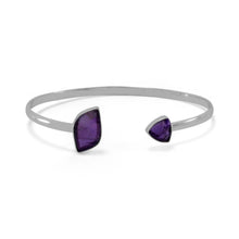 Load image into Gallery viewer, Sterling Silver Amethyst Open Cuff Bracelet
