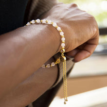 Load image into Gallery viewer, 18 Karat Gold Plated Faceted Rose Quartz Bolo Bracelet