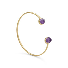 Load image into Gallery viewer, 14 Karat Gold Plated Rough Cut Amethyst Split Bangle