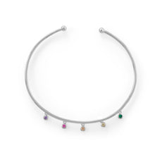 Load image into Gallery viewer, Rhodium Plated Flex Cuff with Multi Color CZ&#39;s