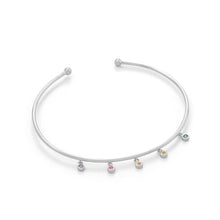 Load image into Gallery viewer, Rhodium Plated Flex Cuff with Multi Color CZ&#39;s
