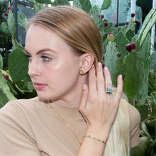 Load image into Gallery viewer, 14 Karat Gold Plated Bead Edge Post Earrings