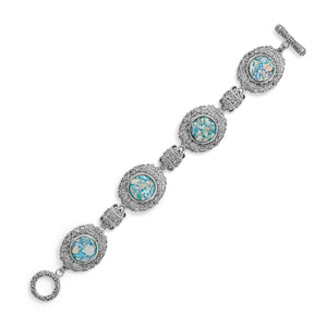7.5" Ornate Roman Glass Toggle Bracelet