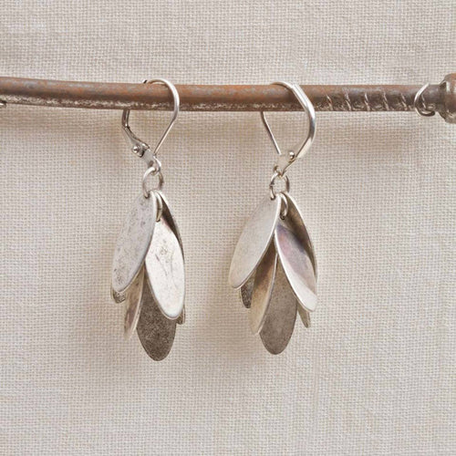 Oval Dangle Earrings -Silver