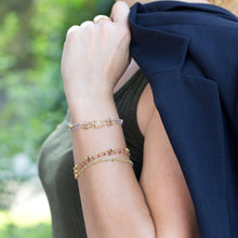 Load image into Gallery viewer, 14 Karat Gold Plated Double Strand Tanzanite and Citrine Bracelet