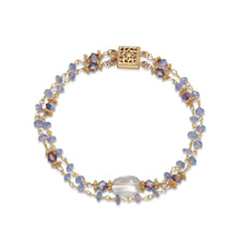 Load image into Gallery viewer, 14 Karat Gold Plated Double Strand Tanzanite and Citrine Bracelet