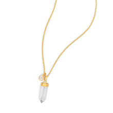 Load image into Gallery viewer, 14 Karat Gold Plated Spike Pencil Cut Clear Quartz Necklace