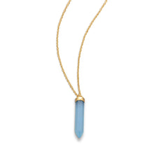 Load image into Gallery viewer, 14 Karat Gold Plated Spike Pencil Cut Blue Chalcedony Necklace