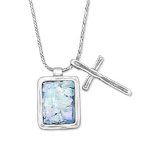 Load image into Gallery viewer, Roman Glass and Cross Charm Necklace