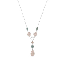 Load image into Gallery viewer, Sterling Silver Aquamarine and Rose Quartz Drop Necklace