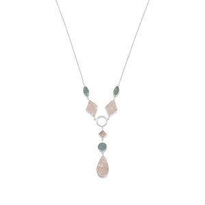 Sterling Silver Aquamarine and Rose Quartz Drop Necklace