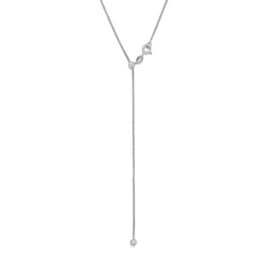 Rhodium Plated Adjustable Box Chain and Ball Necklace