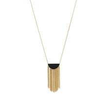Load image into Gallery viewer, 14 Karat Gold Plated Black Onyx and Fringe Necklace