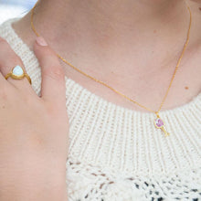 Load image into Gallery viewer, 14 Karat Gold Plated Textured Pear Synthetic Opal Ring