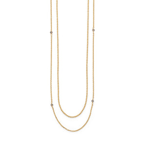 36" 14 Karat Gold Plated Two Strand Labradorite Necklace