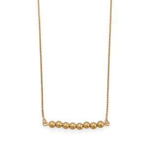 16"+2" 14 Karat Gold Plated Beaded Bar Necklace