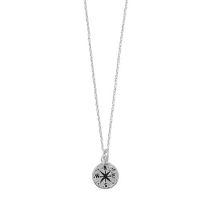 Keep It Moving! 17"+2 Hammered Compass Necklace