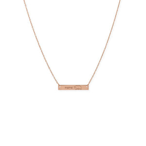 16"+2” 14K Rose Gold Plated Sterling Silver "Mama Bear" Bar Necklace