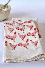 Load image into Gallery viewer, Chickens Kitchen Towel, Tea Towel -Red