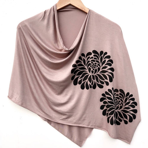 Chrysanthemum Poncho Taupe with Black