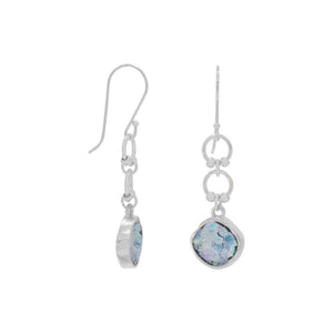 Ancient Roman Glass Drop Earrings on French Wire