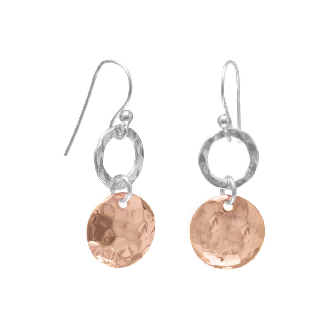 Sterling Silver and 14 Karat Rose Gold Plated French Wire Earrings