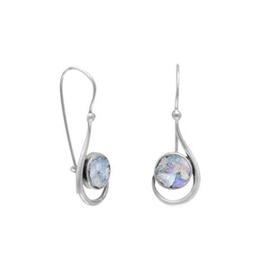 Swirl Hoop Roman Glass Earrings