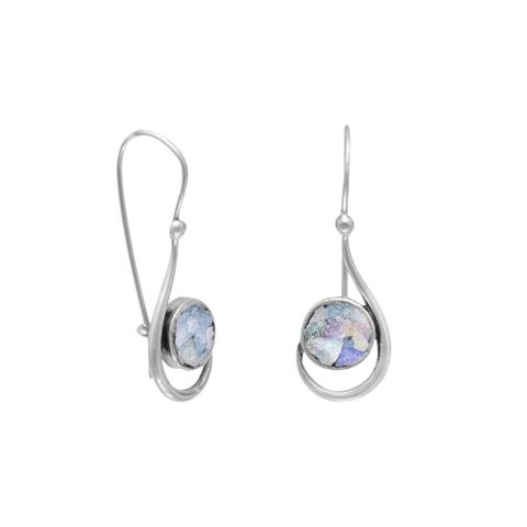 Swirl Hoop Roman Glass Earrings