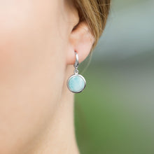 Load image into Gallery viewer, Rhodium Plated Larimar Drop Earrings