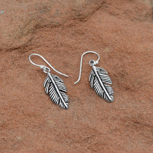 Load image into Gallery viewer, Oxidized Pinna Feather Earrings