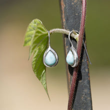 Load image into Gallery viewer, Rhodium Plated Pear Shape Larimar Earrings