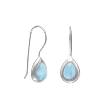 Load image into Gallery viewer, Rhodium Plated Pear Shape Larimar Earrings