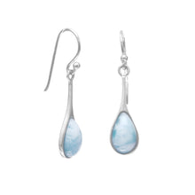 Load image into Gallery viewer, Rhodium Plated Pear Drop Larimar Earrings