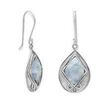 Load image into Gallery viewer, Textured Pear Ancient Roman Glass Earrings